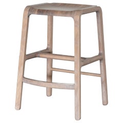 Sylvia Counter Height Stool in White Oak with Brass Footrest