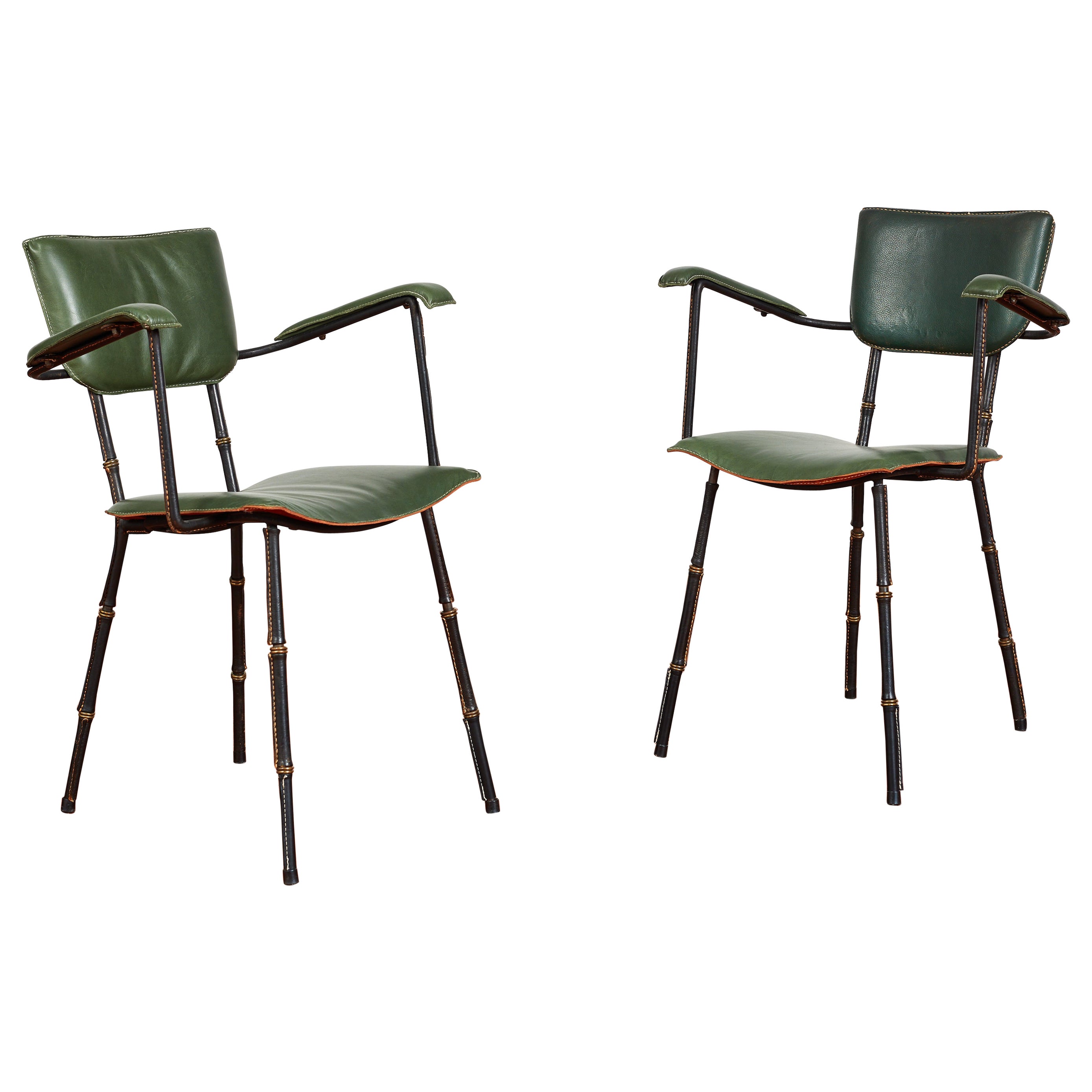 Pair of Jacques Adnet Armchairs  For Sale