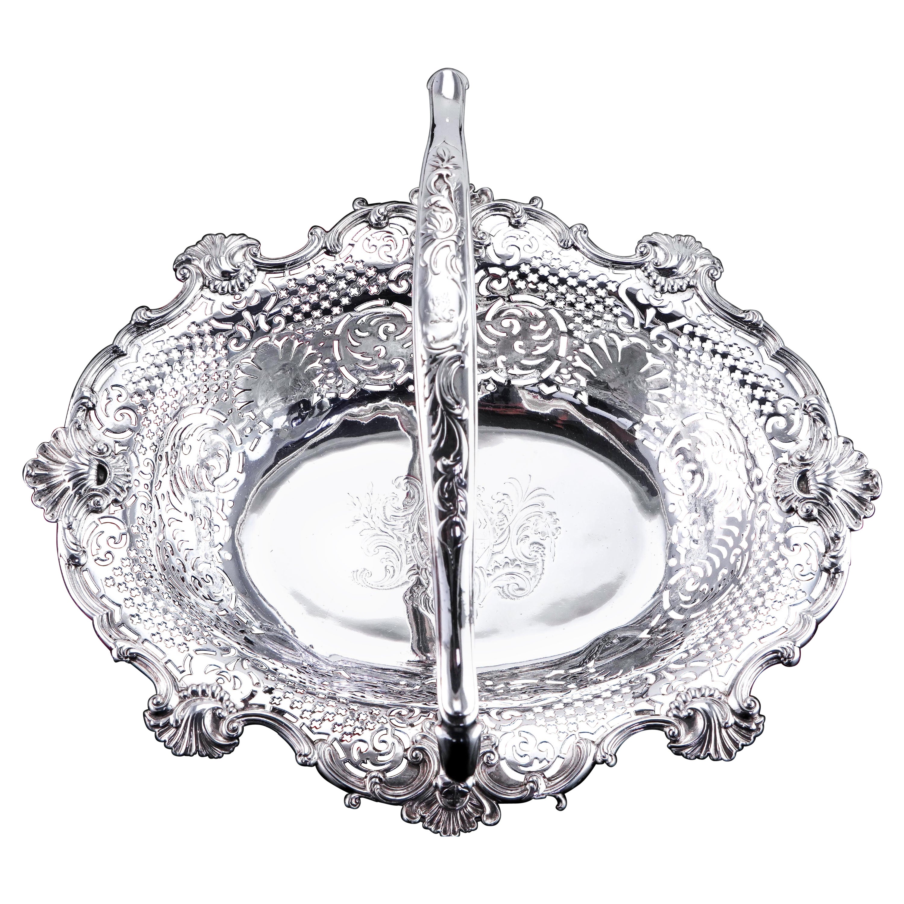 Antique Georgian Sterling Silver Basket/Bowl Rococo Shell - Robert Garrard 1804 For Sale