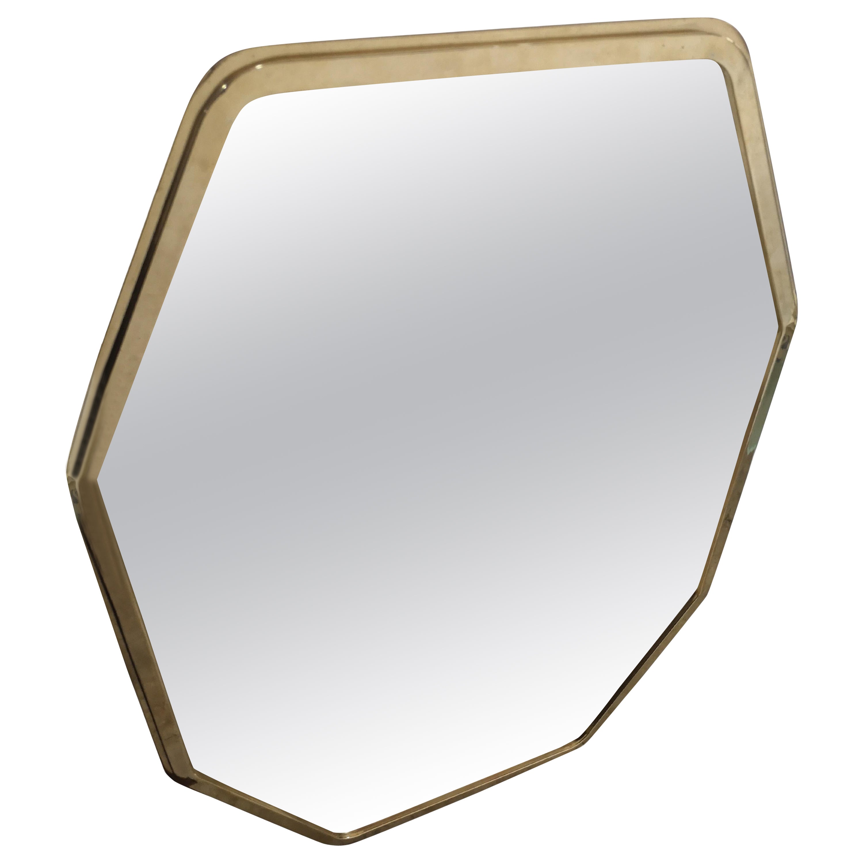Vintage Italian brass wall mirror from the 80s For Sale