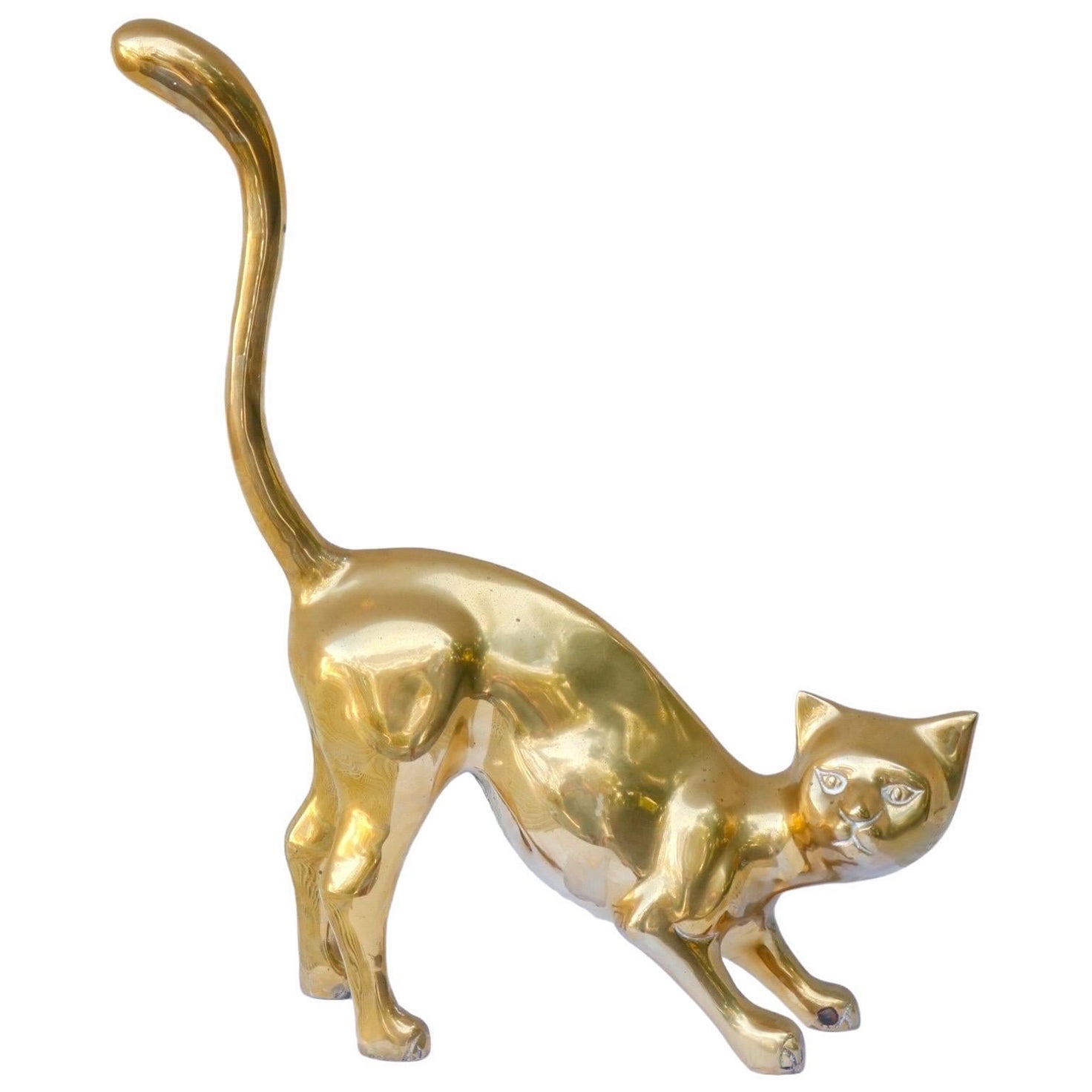 Modernist Brass Cat For Sale