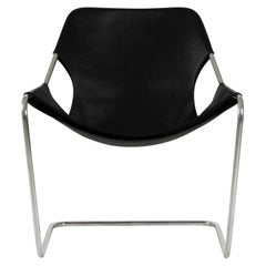 Paulistano Black Matt Leather And Stainless Steel Chair by Objekto