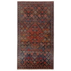 Oversized Antique Persian Joshaghan Floral Rug with Medallion