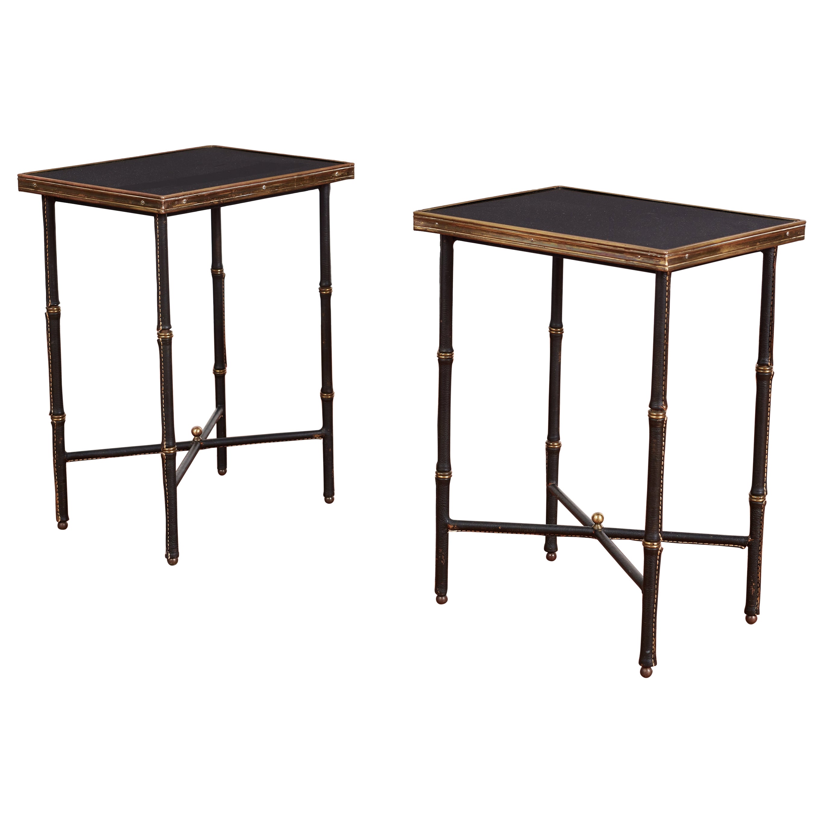 Pair of Jacques Adnet End Tables  For Sale