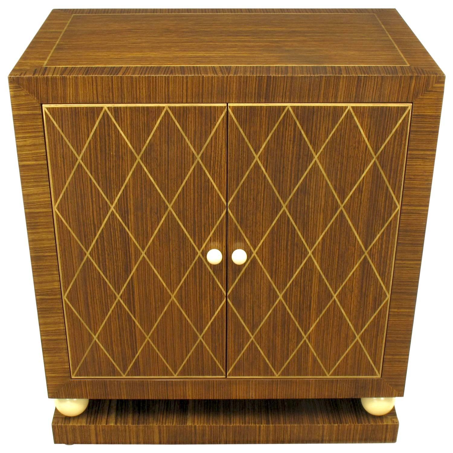 Art Deco Revival Macassar Ebony and Beechwood Two-Door Cabinet