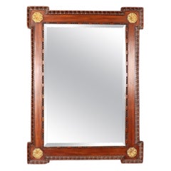 French Directoire Style Mahogany and gold detailed Rectangular Mirror