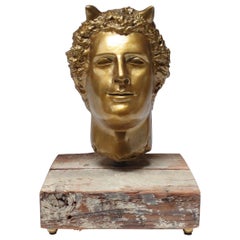 Scultura d'epoca / Busto della divinità mitologica "Pan" in gesso dipinto