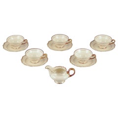 Used Set of five KP, Karlskrona tea cups with saucers and a creamer