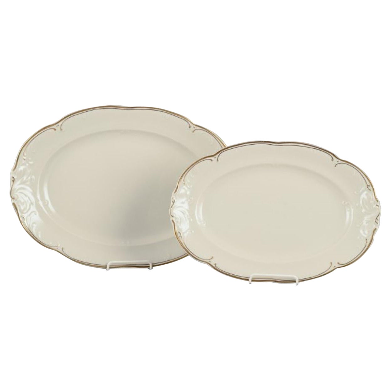 KPM, Poland. Two large oval porcelain serving platters.  For Sale