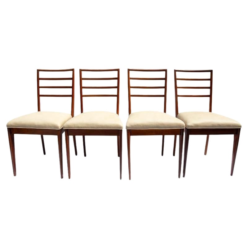 Brazilian Modern Chairs in Hardwood & Leather by Rino Levi, Brazil, 1960s