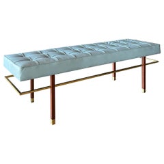 Used Harvey Probber Leather & Brass Bench