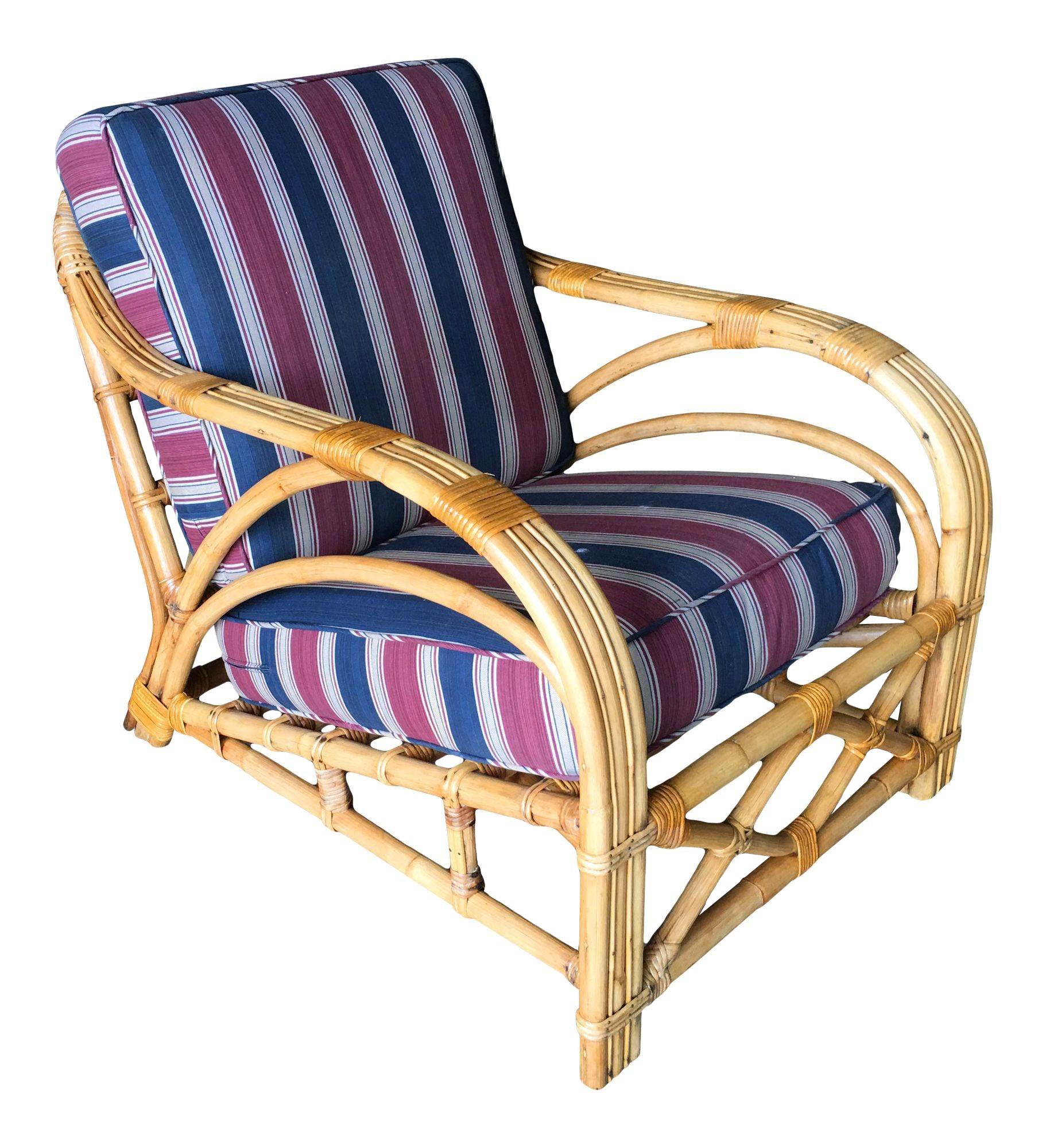 Restored Three-Strand "1940s Transition" Rattan Lounge For Sale
