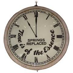 Used Oversized "Time is of the Essence" Clock-shaped Clockmaker Metal Sign