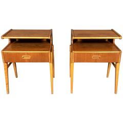 Diminutive Pair of Scandinavian Teak Nightstands, 1950s Diminutive Pair of Scandinavian Teak Nightstands, 1950s