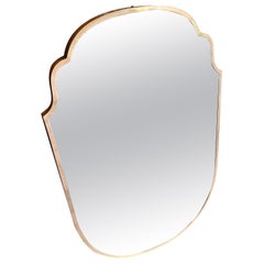 Miroir mural italien des années 1950 de style Gio Ponti Mid-Century Modern Brass Well Shaped