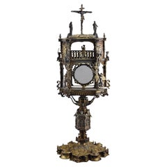 Antique Monstrance (temple type). Silver. Spain, 16th century with restorations.