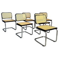 Vintage Set of 6 CESCA chairs, model B32, design by Marcel Breuer for Gavina 1970