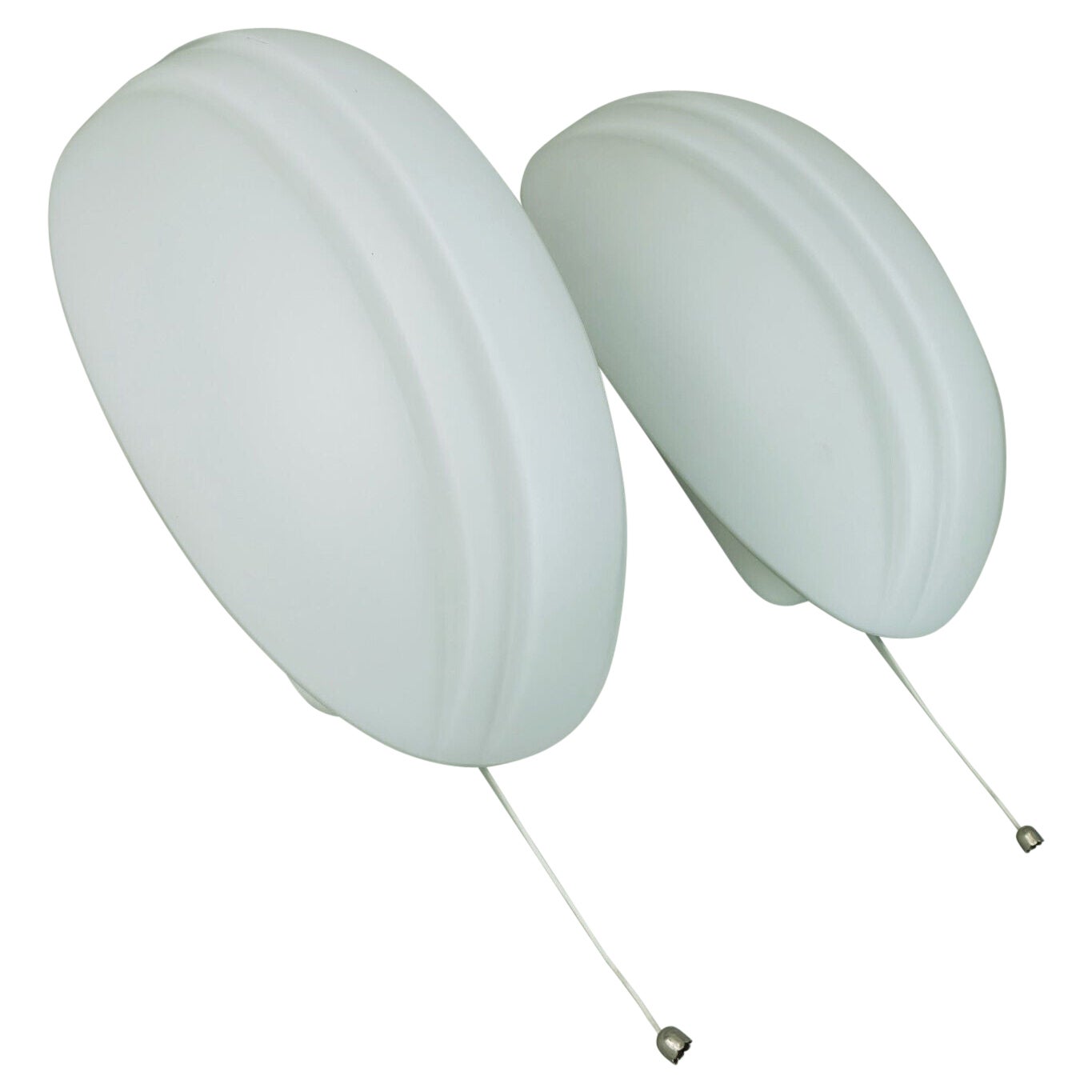 pair of oval putzler SCONCES white glass satin glass 1970s 1980s For Sale