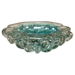 Vintage Blue-colored Transparent Small Murano Glass Bowl, Italy 1950's