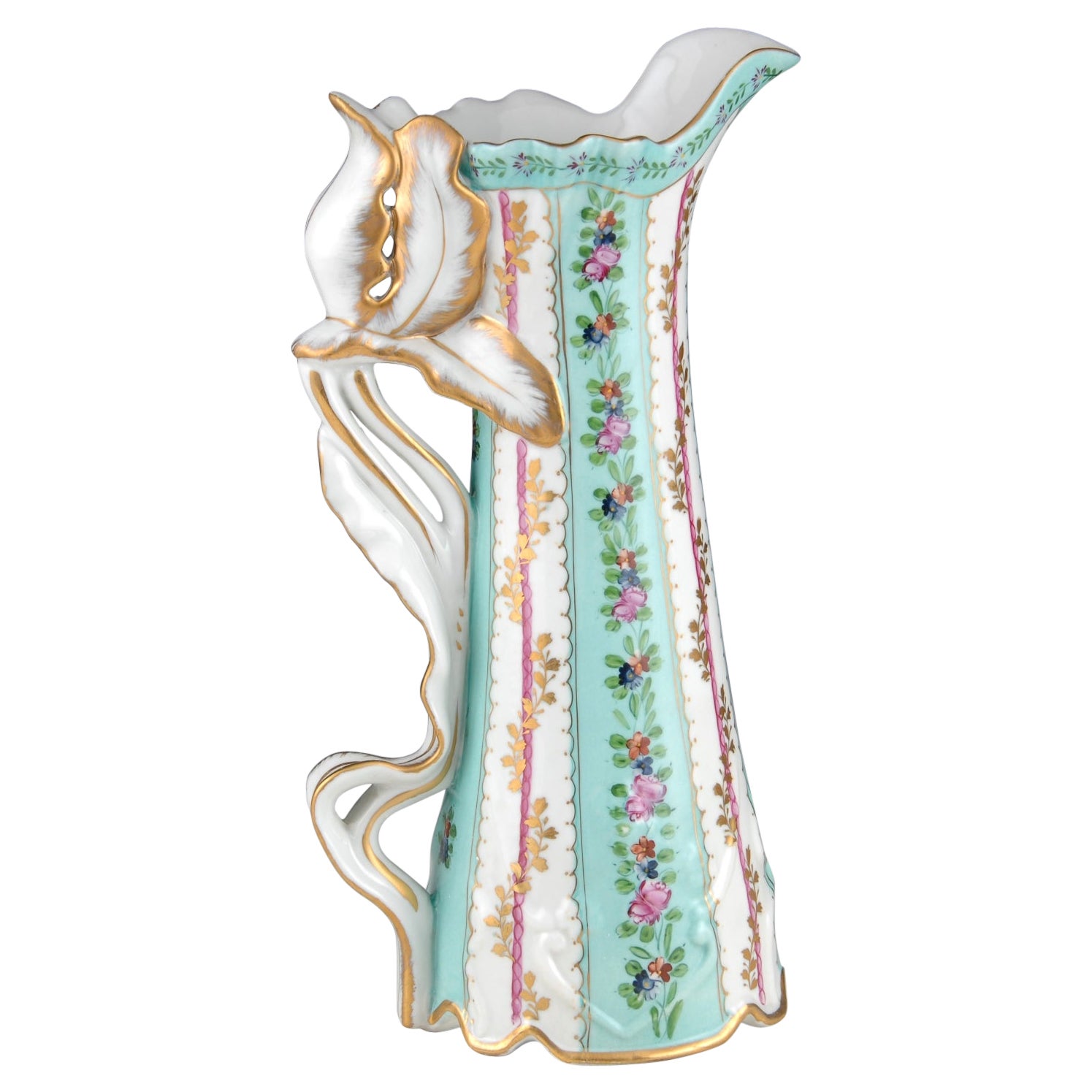 Enameled porcelain jug. Inspired by Sèvres and Art Nouveau models. 