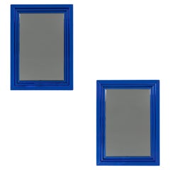 Vintage A Pair Of Blue Glass Mirrors After Arte Fontana