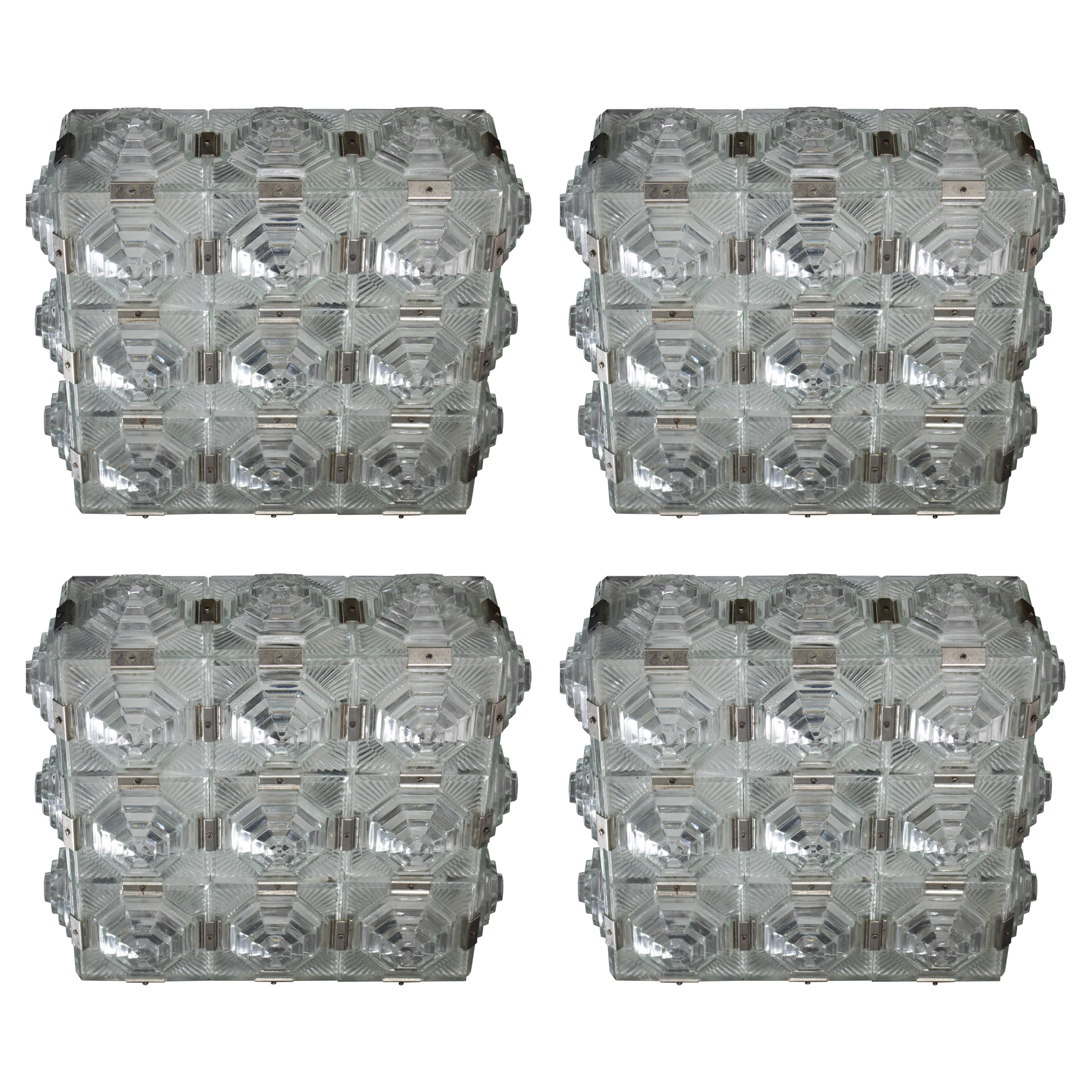 Set of 4 Flush Mounts by Bejvl, Two Sets Available, 1970s For Sale