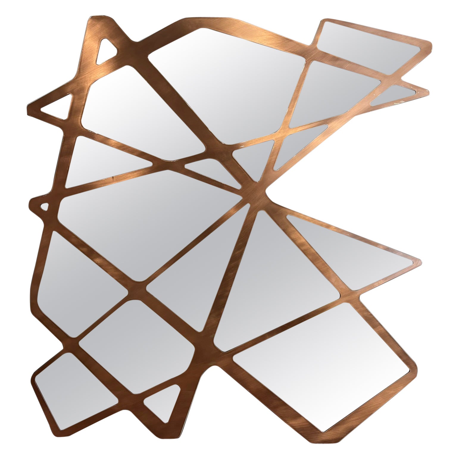 Organic Modern Accent Wall Mirror in Brushed Copper Available Now