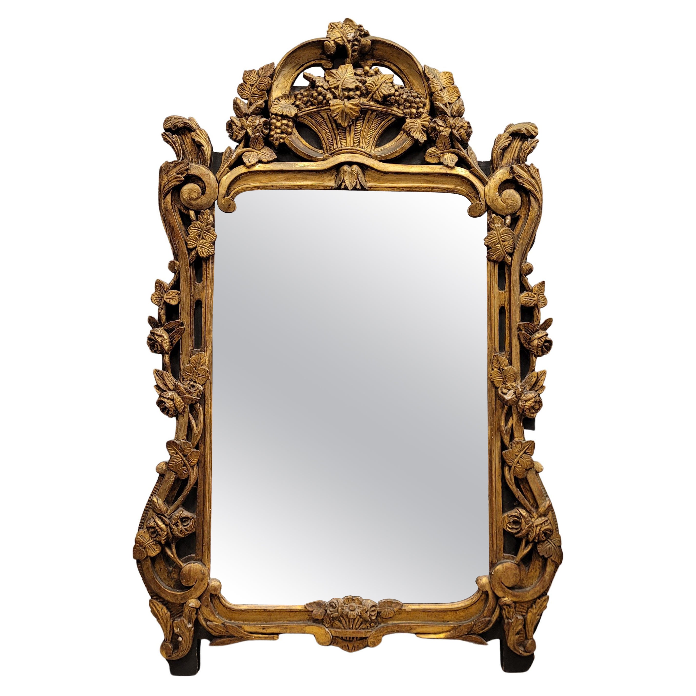  French Great Mirror, Regency carved and gilded wood For Sale