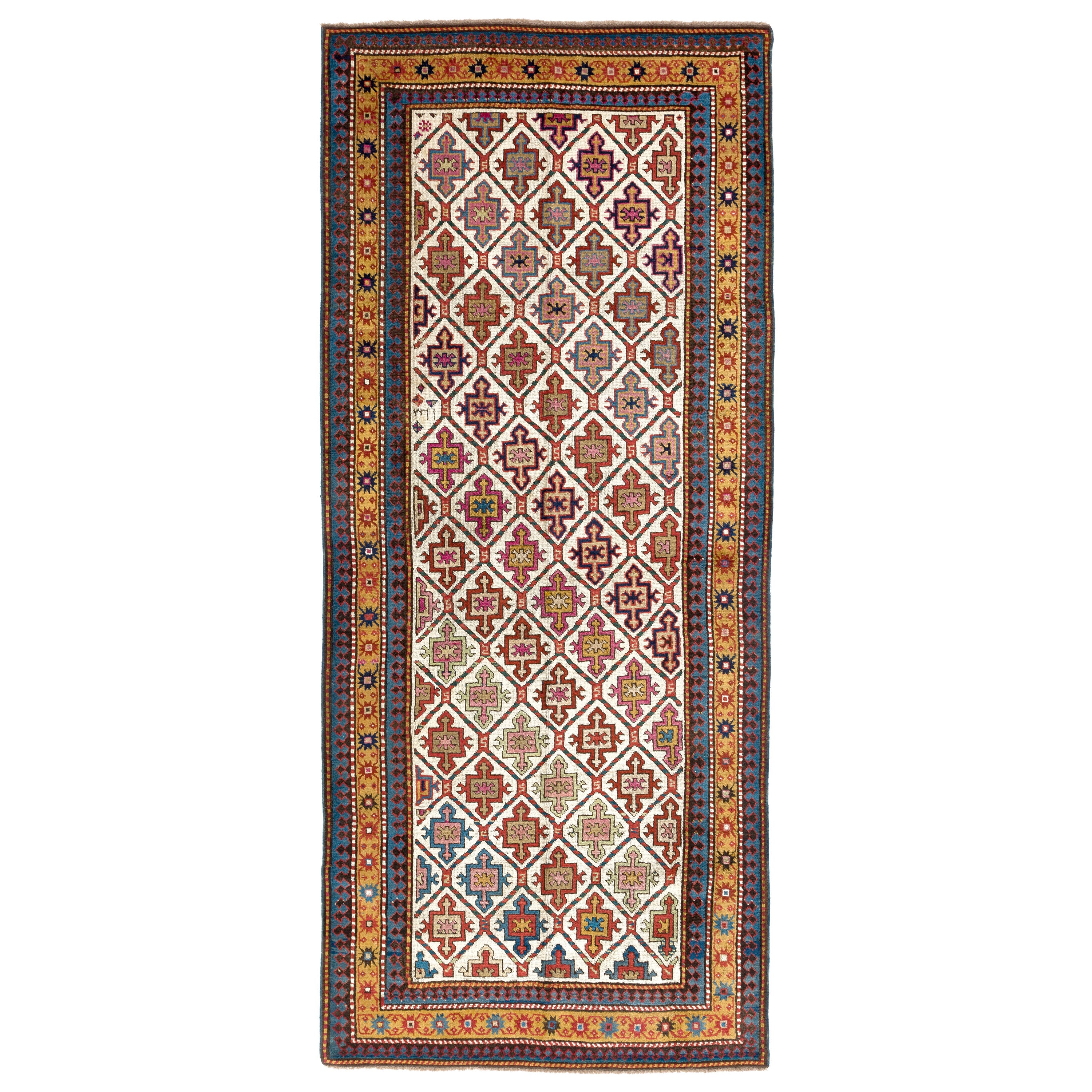 3.6x8.4 ft Rare Antique Caucasian Kazak Rug from Karabagh, Dated, 1812 For Sale
