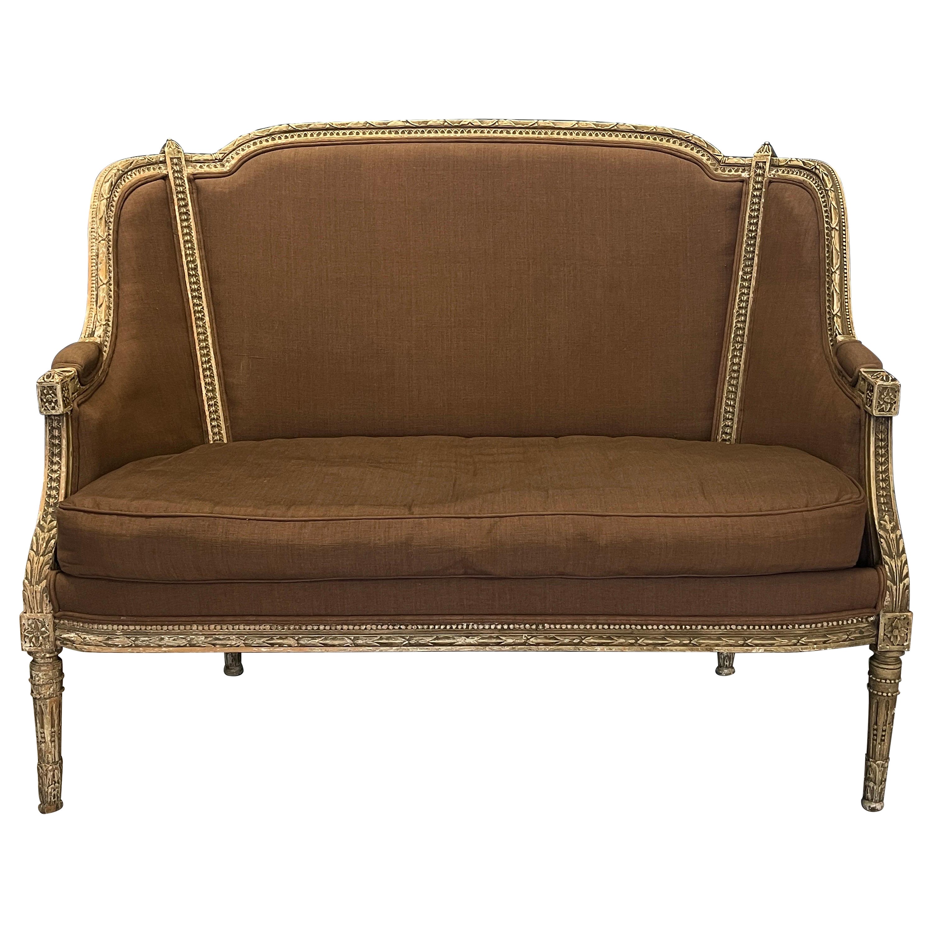 French Gilt Wood Louis XVI Settee - 1870 For Sale