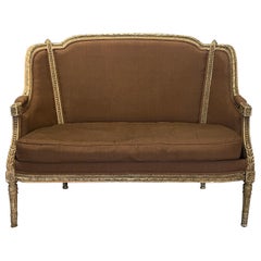 Divano francese in legno dorato Luigi XVI - 1870