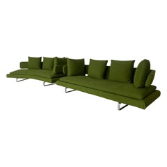 Pair of B&B Italia "Arne" 3-Seat Sofas - In Green Fabric