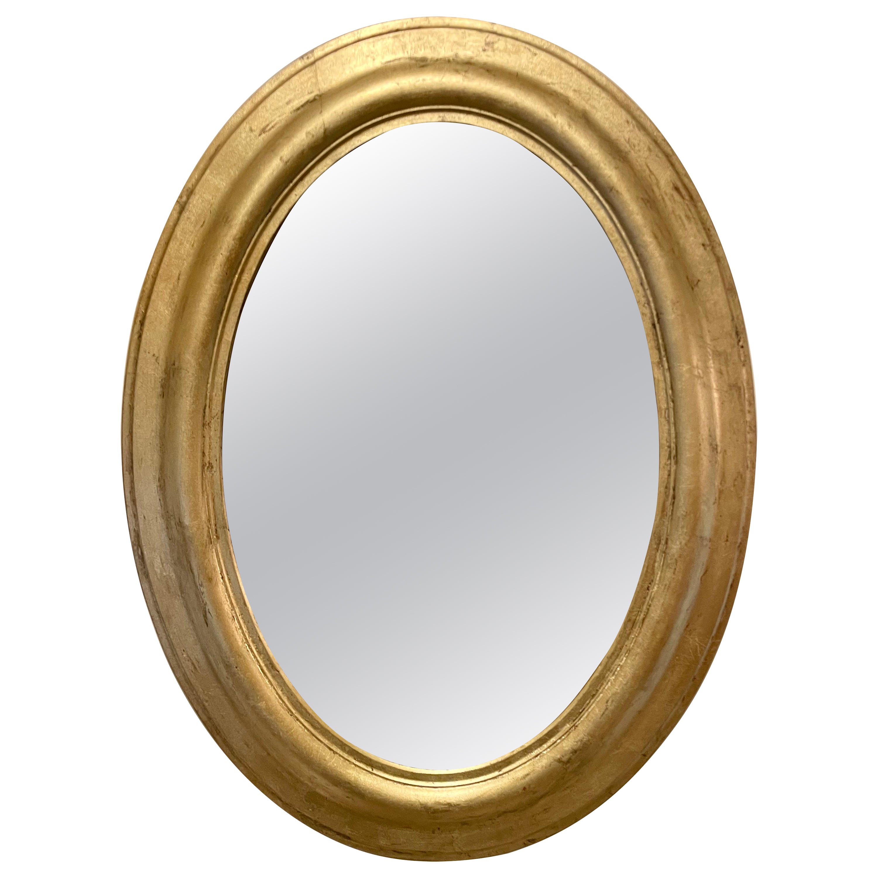 Antique Gilt Oval Italian Mirror For Sale