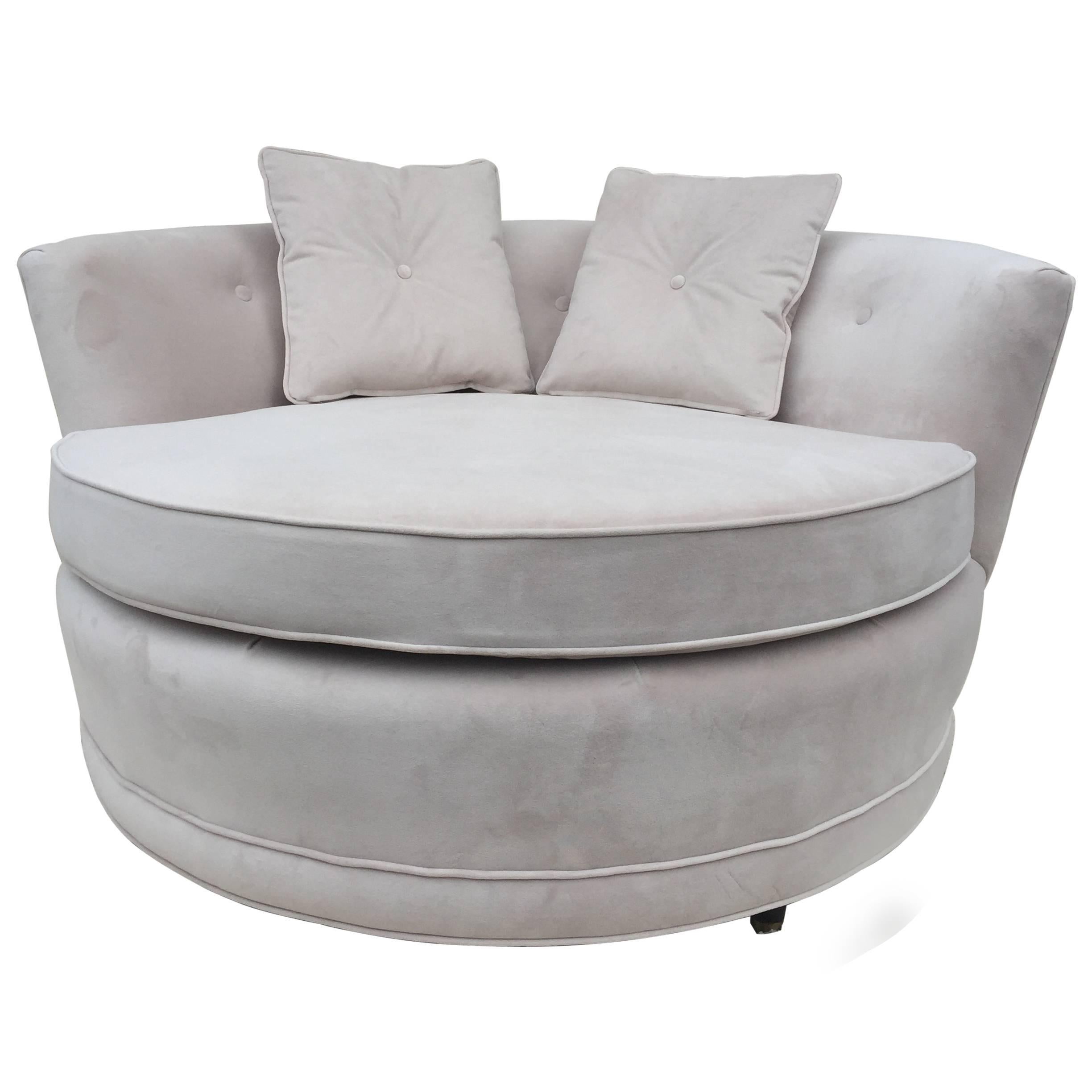 Milo Baughman Style Extra Large Circular Two-Seat Club Chair