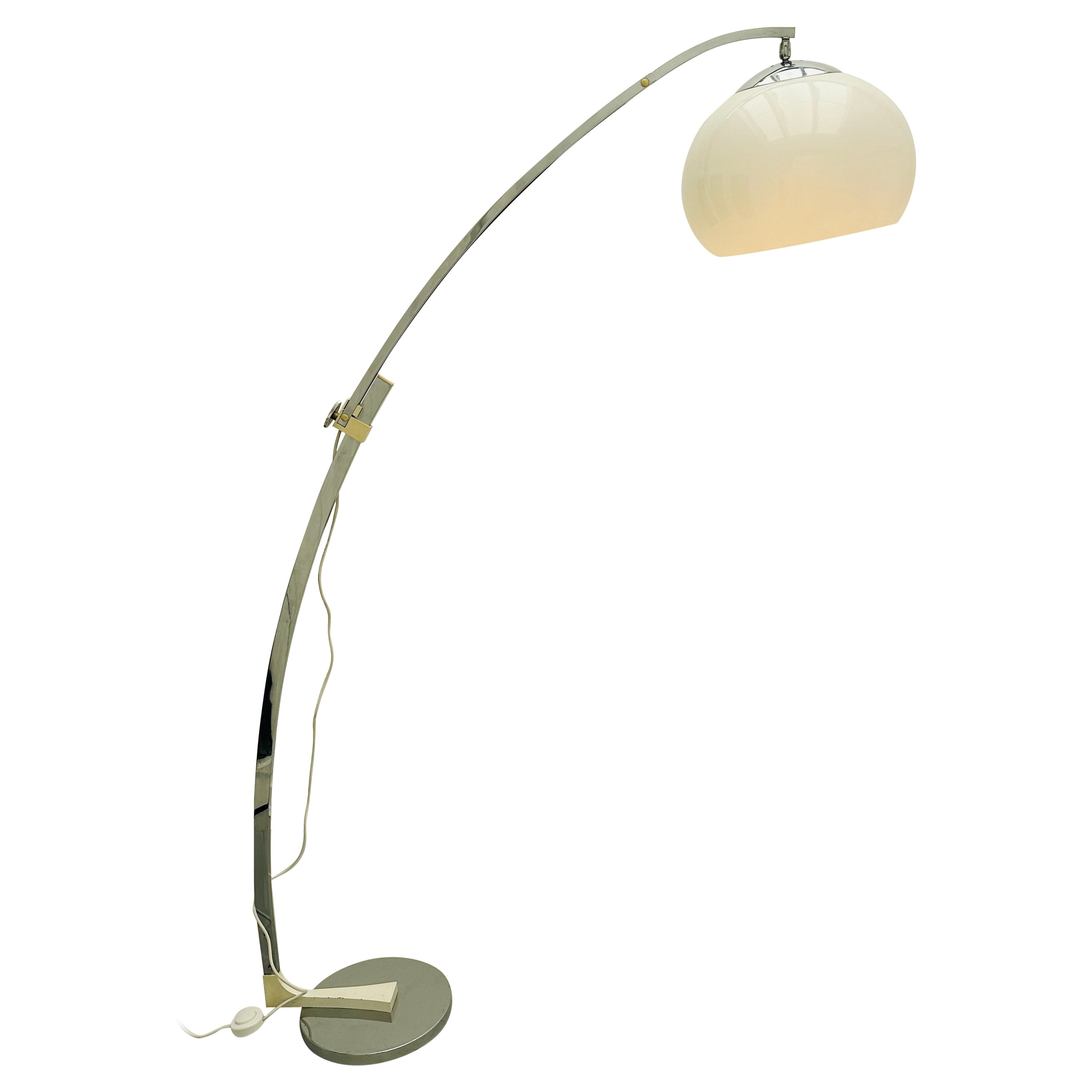 1960s German Sölken Leuchten Arc Polished Chrome Height Adjustable Floor Lamp For Sale