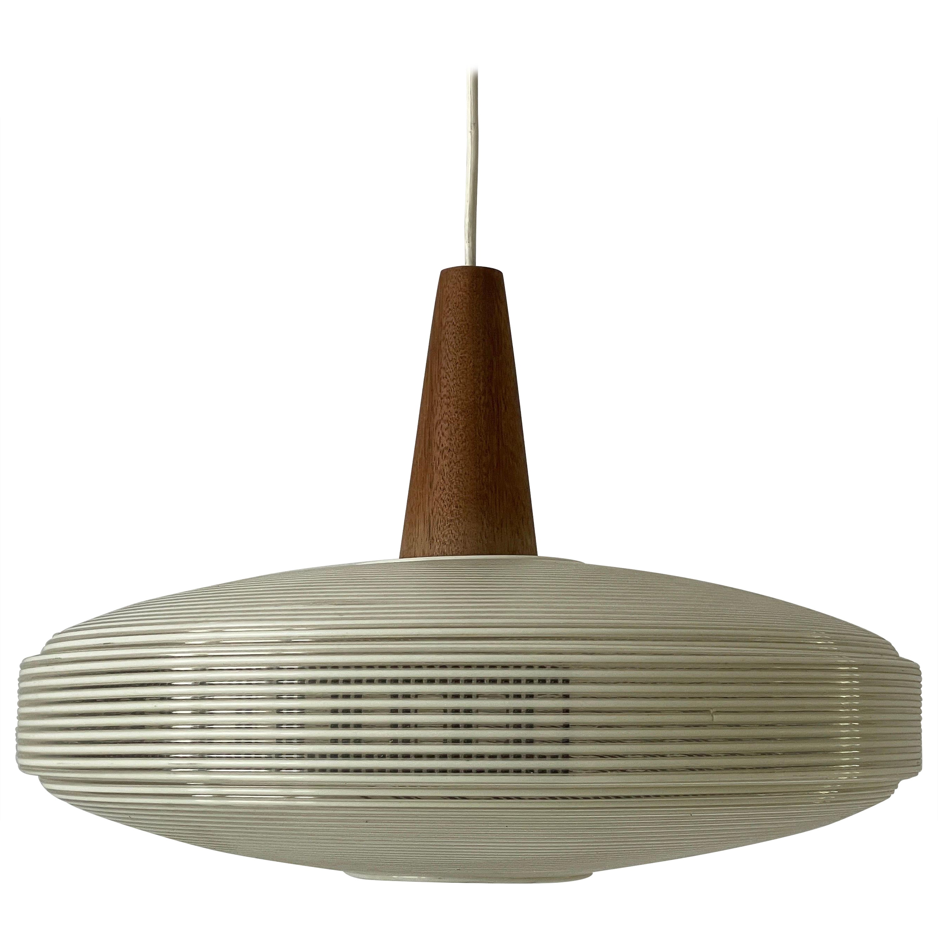 Rare Rotaflex Ceiling Lamp by Yasha Heifetz with Teak Detail, 1960s Germany For Sale