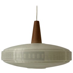 Rare Rotaflex Ceiling Lamp by Yasha Heifetz with Teak Detail, 1960s Germany
