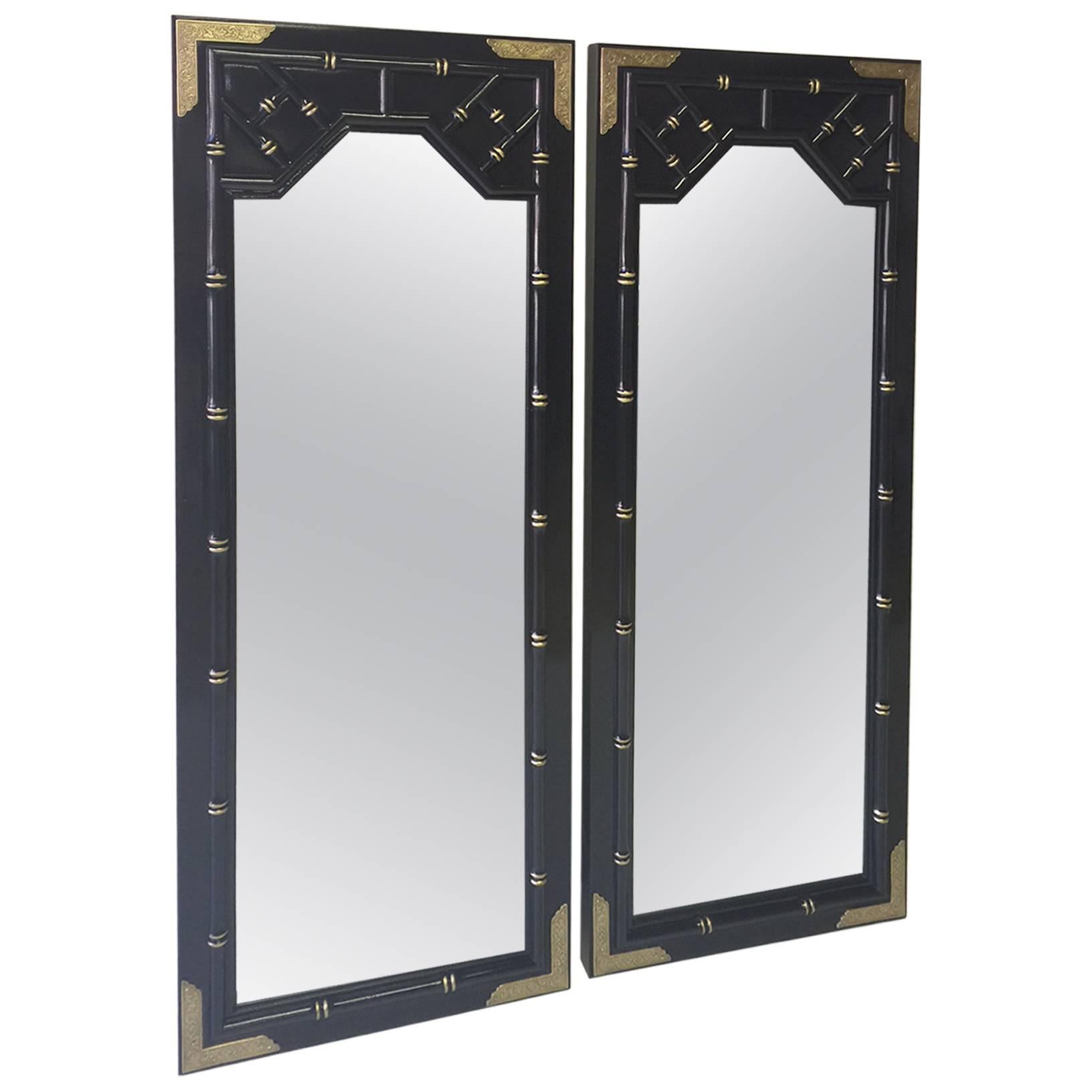 Pair of Huntley by Thomasville Faux Bamboo Mirrors