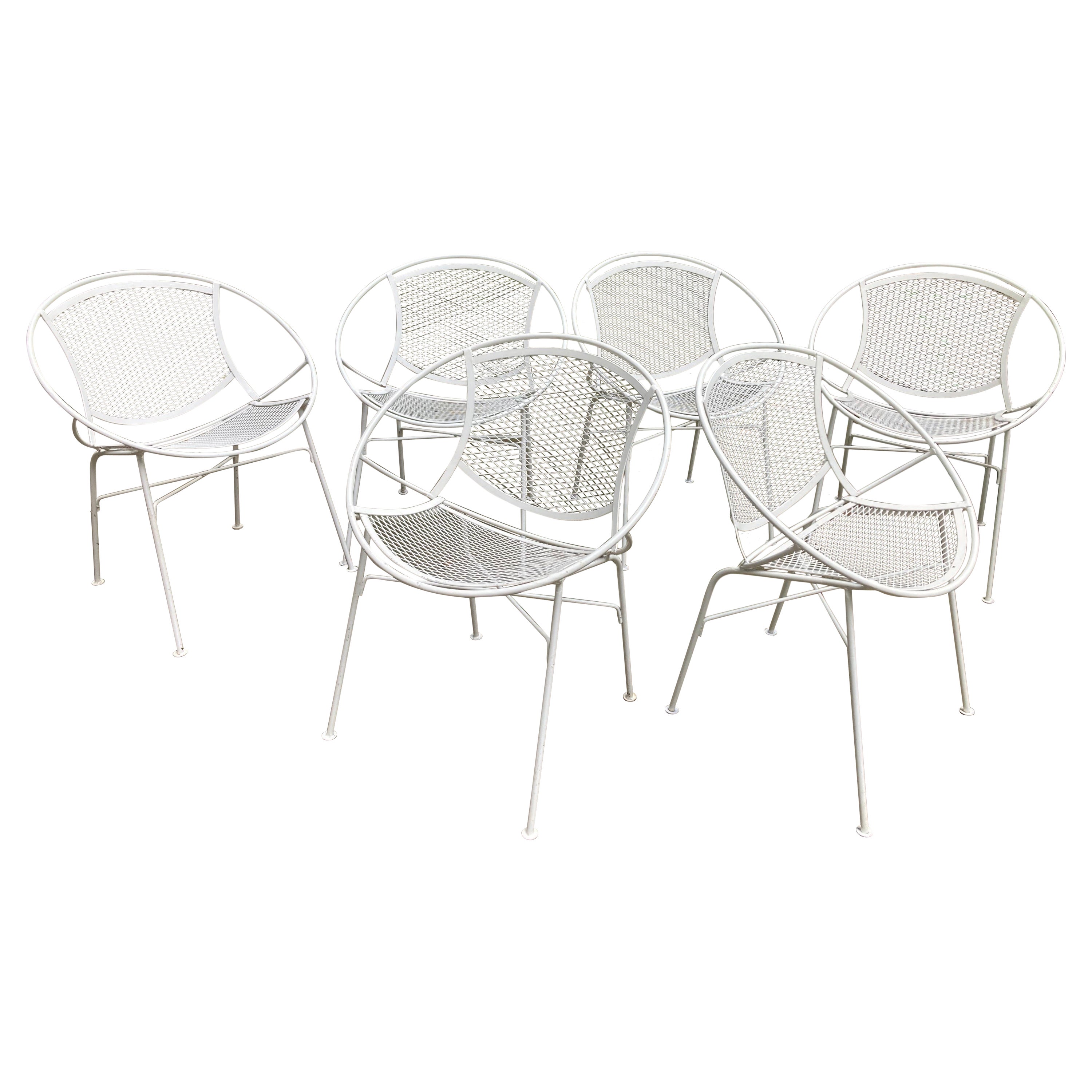 mid century modern salterini radar chairs in white - set of 6 For Sale
