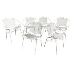 Vintage mid century modern salterini radar chairs in white - set of 6