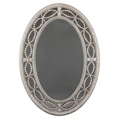 Antique A 19th Century Painted Oval Mirror 