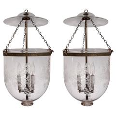 Pair of 19th Century English Bell Jar Lanterns