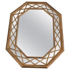 Gilt Wood Octogonal Glazing Mirror. Circa 1970