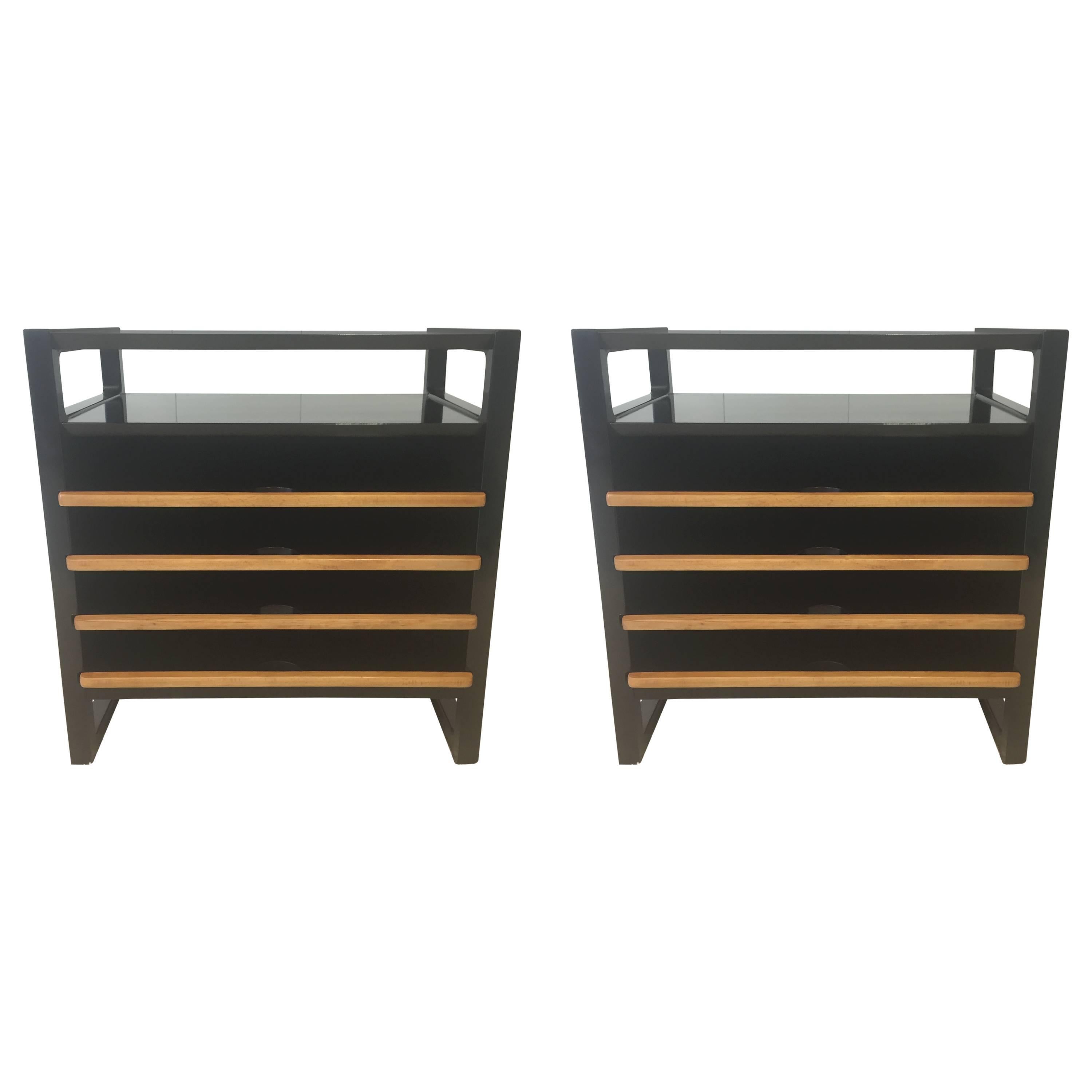 Pair Edward Wormley Nightstands, End Tables, Magazine Book Shelves