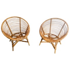 Pair or Rattan  Armchairs