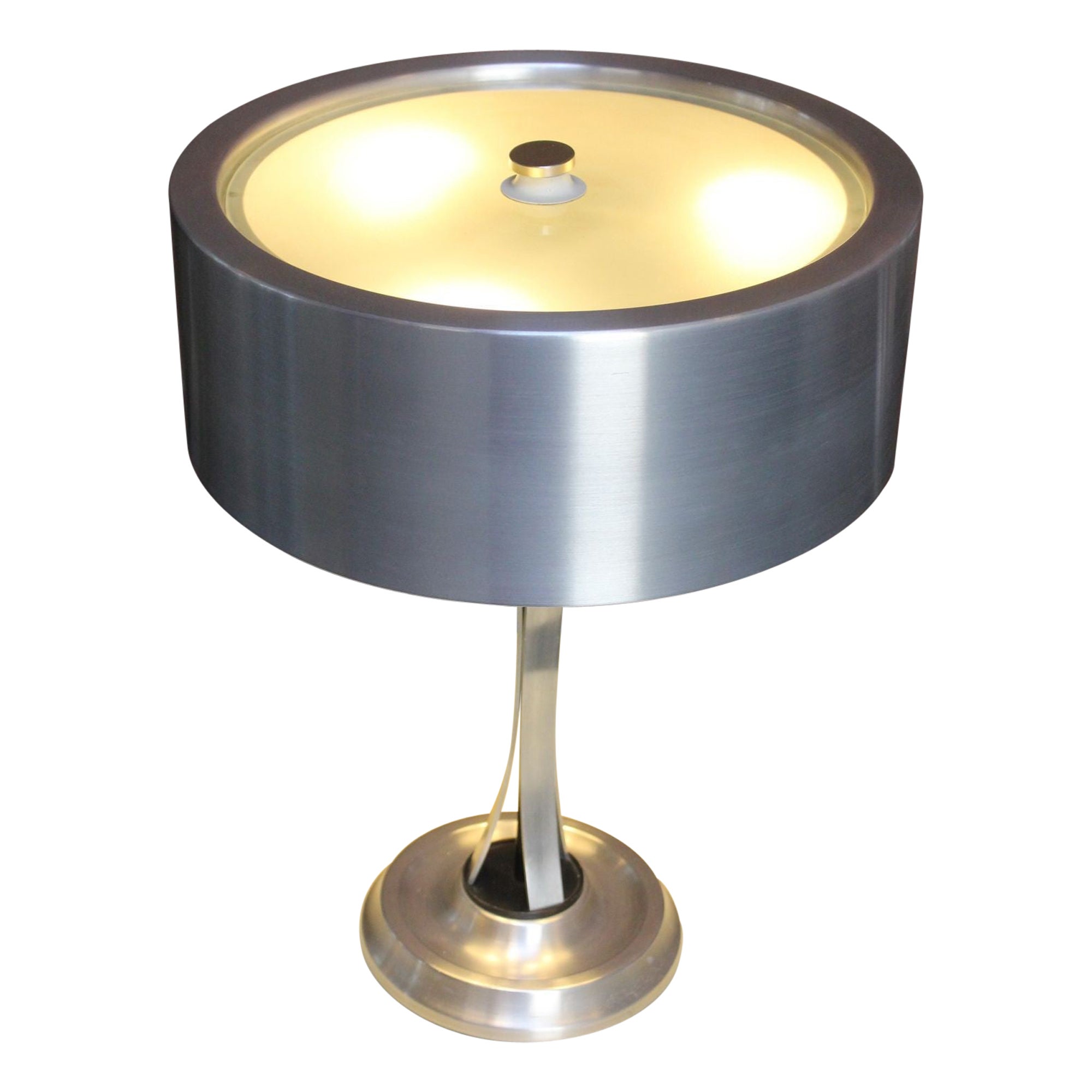 Oscar Torlasco for Lumi Italian Modern Adjustable Aluminum and Glass Table Lamp For Sale