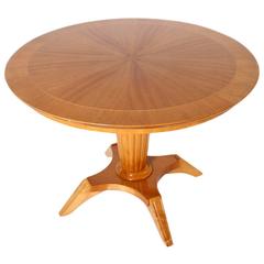 Round French Merisier Table with Adjustable Height, circa 1940