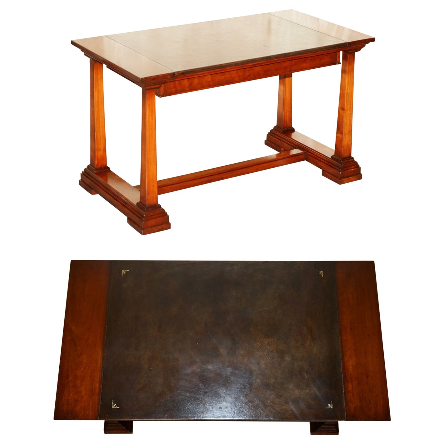 VINTAGE HARRODS KENNEDY BROWN LEATHER ARITECTURAL WRiTING TABLE OR DESK For Sale