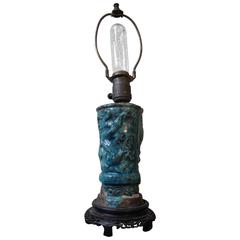 19th Century Chinese Turquoise Dragon Vase as Lamp