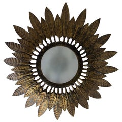 Flush Mounted Sunburst Ceiling Fixture with Leaves